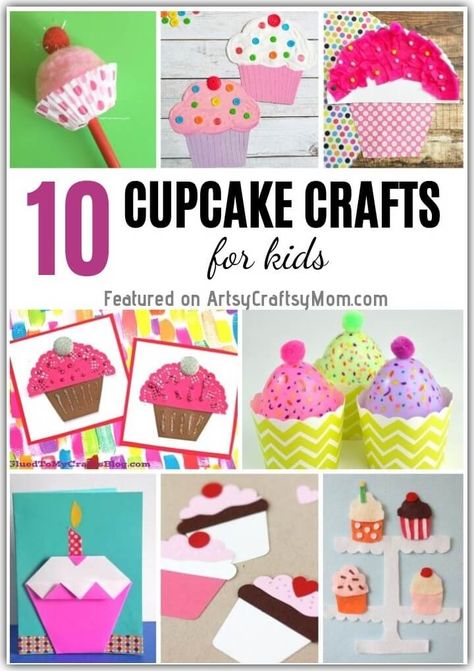 Sweet Treats Crafts For Preschool, Cupcake Art For Kids, Dessert Crafts For Kids, Cupcake Craft Preschool, Cupcake Crafts For Kids, Cupcake Birthday Decorations, Birthday Cake Craft, Cupcake Party Decorations, Cupcake Paper Crafts