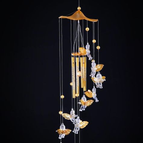 "Guardian Angel" Wind Chime | eBay Angel Wind Chimes, Angel Cupid, Large Wind Chimes, Unique Wind Chime, Rustic Christmas Decorations, Love Angel, Wood Garden, Home Decor Hooks, Old Metal