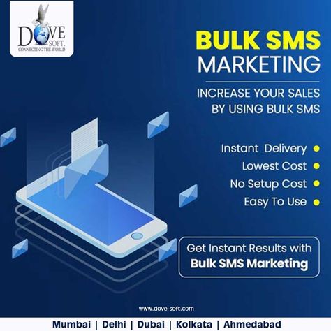 Boost your business with bulk SMS marketing from Dove Soft, grow your business, reach a wider audience in no time & generate instant leads - www.dove-soft.com (By Dove Digital Team) #bulksms #bulksmsmarketing #mobilemarketing #digitalmarketing #businesspromotion #marketing #sales #dovesoft Sms Marketing Design, Whatsapp Marketing Creative Ads, Bulk Sms Marketing, Brand Awareness Campaign, Sales Crm, Whatsapp Marketing, Retail Marketing, Media Poster, App Marketing