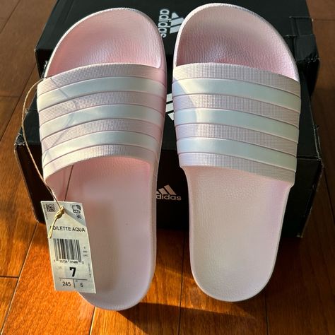 Adidas Sandals Women, School Sandals, Adidas Flip Flops, Adidas Slippers, Adidas Sandals, Cute Flip Flops, Flip Flops For Women, Pink Flip Flops, Pink Slides