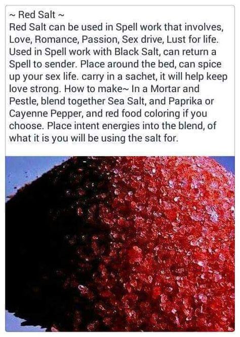 Red Salt Recipe, Witch Salt, Witches Salt, Red Salt, Hoodoo Magic, Hoodoo Spells, Witchcraft Spells For Beginners, Red Witch, Witchy Tips