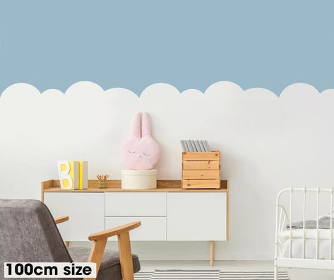 Nursery Cloud Wall Stencil - Nursery wall decor - D.I.Y Painting Stencil | eBay Wall Stencil Nursery, Nursery Simple, Cloud Border, Cloud Effect, Cloud Template, Wall Cloud, Nursery Wall Painting, Sky Nursery, Puffy Clouds