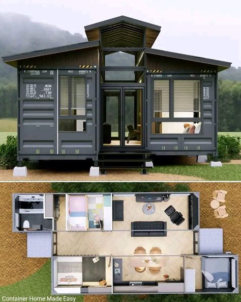 Shipping Container Home Designs, Prefab Cabins, Shipping Container House Plans, Building A Tiny House, Building A Container Home, Container House Plans, Casa Container, Modern Tiny House, Container Home