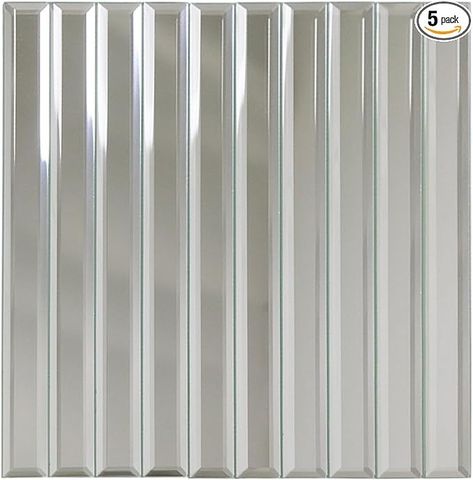 Soulscrafts Beveled Mirror Glass Strip Tile, 12x12 Inch Mirror Backsplash Silver Tiles for Kitchen Bathroom Wall Pool 5 Sheets - Amazon.com Silver Tiles, Tiles For Kitchen, Silver Tile, Mirror Backsplash, Beveled Mirror, Mirror Glass, Kitchen Tiles, Bathroom Wall, Kitchen Bathroom