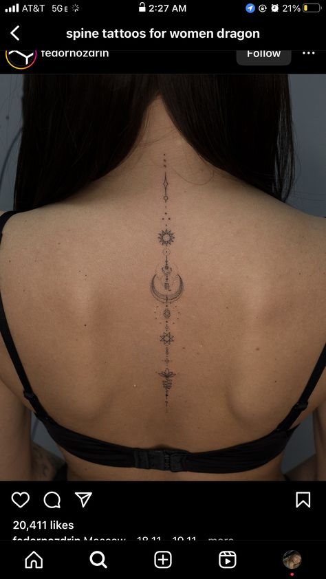 Spine Tattoos For Women Powerful, Back Tattoo Women Spine Astrology, Sjm Spine Tattoo, Fine Line Spinal Tattoo, Mid Spine Tattoos For Women, Vertebral Column Tattoo, Symbols Spine Tattoo, Throne Of Glass Spine Tattoo, Spine Tattoos For Women Fine Line