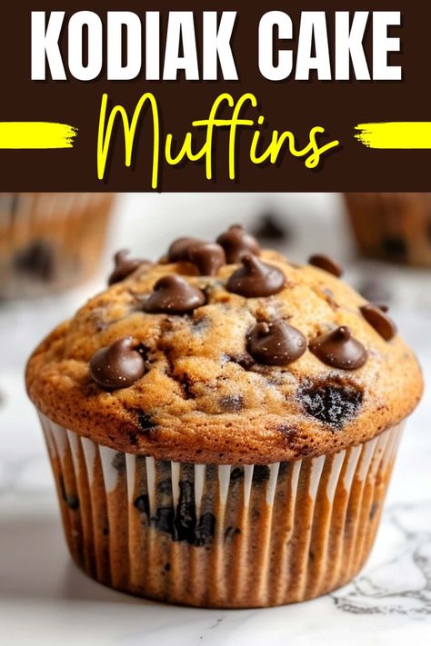 These Kodiak cake muffins are packed with protein and flavor! The mix of bananas and chocolate chips simply can't be topped. Kodiak Dark Chocolate Muffins, Kodiak Cupcakes, Kodiak Pancake Mix Recipes, Muffins Banana Chocolate Chip, Kodiak Cakes Muffins, Kodiak Muffins, Kodiak Recipes, Kodiak Cakes Recipe, Apartment Recipes