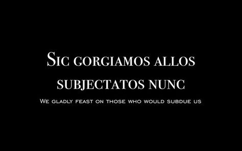 Sic gorgiamos allos subjectatos nunc translation: We gladly feast on those who would subdue us Addams Family Tattoo, Addams Family Quotes, Done Trying Quotes, Short Romantic Quotes, Family Quotes Tattoos, Latin Art, Family Motto, Latin Quotes, Latin Phrases