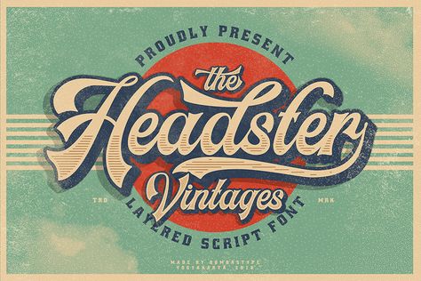 Headster Vintage Font Demo – Free Design Resources Baseball Font, Carros Vintage, Script Typeface, Retro Font, Vintage Fonts, Retro Logo, Signage Design, Unique Fonts, Vintage Labels