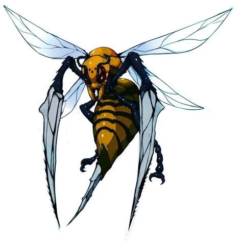 Beedrill Art, Wasp Character Design, Bee Character Design, Bee Monster, Bee Character, Worst Tattoos, King Bee, Robot Animal, Bee Drawing