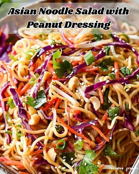 recipes fresh  - Asian Noodle Salad with Peanut Dressing... Chinese Noodle Salad, Salad With Noodles, Satay Noodles, Spicy Peanut Dressing, Noodle Salads, Salad With Peanut Dressing, Asian Noodle Salad, Thai Salad, Asian Noodle