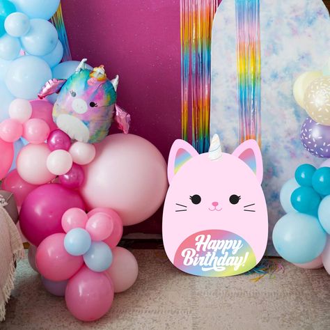 Squishmallow Sleepover Party, Squishmallow Pinata, Squishmellow Birthday Ideas, Squishmallow Birthday Party Ideas, Squishmallows Birthday Party, Squishmallows Party, Squishmallow Birthday Party, 7th Birthday Party Ideas, Foam Boards