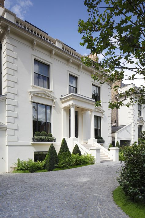 Studio Indigo – Holland Park I London House Exterior, Grand Driveway, Stucco Design, Studio Indigo, London Houses, Classical House, London Townhouse, House Design Exterior, London Architecture