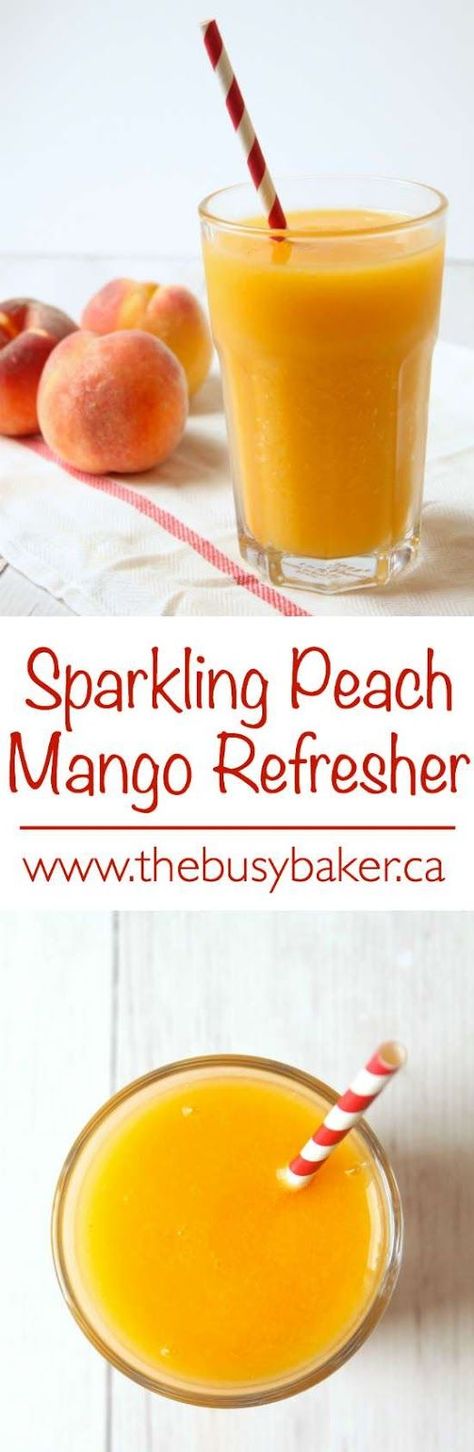 The Busy Baker: Sparkling Peach Mango Refresher: The Busy Baker: Sparkling Peach Mango Refresher Peach Refresher, Mango Refresher, Recipes Mango, Mango Drinks, Cooking Recipes Healthy, Canadian Food, Mango Recipes, Feel Good Food, Peach Mango