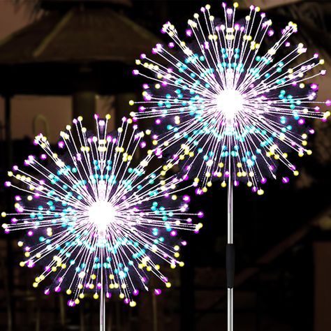 PRICES MAY VARY. 【Upgraded】This solar outdoor lights uses upgraded solar panels and can work for 8-10 hours after fully charging 【Creative Solar Garden Lights】Solar firework light is made of flexible copper wire with bright lamp beads, and you can design it to decorate pathway yards. 2 Pack, Each pack has 50 branches 150 leds, 2 lighting modes(twinkling/steady on) 【Easy to Install】No wiring and no cost, simply link the parts you receive and turn the switch on, leave it under the sun and lights u Firework Lights, Starry Night Light, Starburst Light, Bright Lamp, Yard Lights, Xmas Lights, Garden Lights, Outdoor Lights, Solar Garden