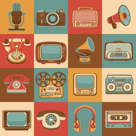 Radio Microphone, Vintage App, App Ikon, Vintage Logos, Radio Vintage, Vintage Icons, Retro Theme, Wallpaper Vintage, Retro Illustration