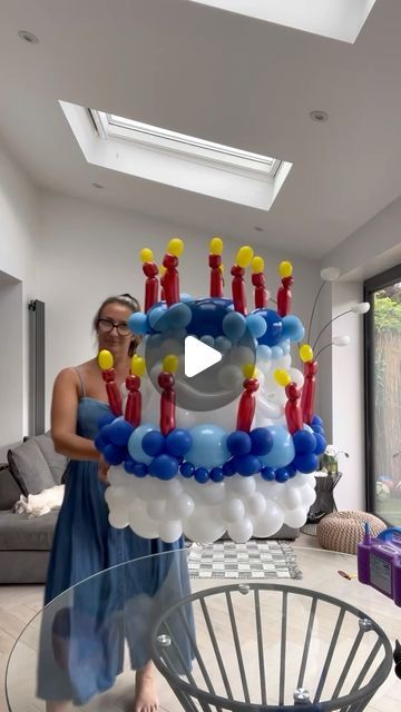 Debbie Boxall on Instagram: "🎂🩵 HAPPY BIRTHDAY TO MY MR DREAM HIGHER!! 🩵🎂  And what better way to celebrate then with non calorie cake 🤣🩵🎂.. don’t worry he did get a real one to! Hahahaha!!   We love you lots.. couldn’t help but make you your own special display for all the ones you help me with 🩵🫶🏼🎂🎉!! • • • #birthdayboy #birthdaycake #ballooncake #ballooncakes #cakeballoon #balloons #balloonideas #birthdaygift #birthdayballoons #bestgift #ballooninspirations #balloonstylist #balloonart #balloonartist #balloonartistry #love #cakeideas #birthdaydecor #birthdaydecoration #decorationideas #bapiaparty #balloonsofinstagram #balloonsculpture #ballooncolumns #balloonshop #balloonfun #giftideas #eventstylist #partyballoons #partydecorations" Balloon Recipes, Balloon Sculptures Diy, Balloon Birthday Cake, Birthday Cake Balloons, Ballon Diy, Cake With Balloons, Cake Backdrop, Balloon Tutorials, Baloon Art