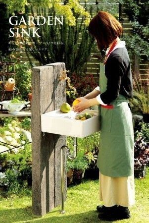 Outdoor Garden Sink, Garden Sink, Outdoor Sinks, Front Porch Ideas Curb Appeal, Outdoor Kitchen Patio, Apartment Patio Decor, Patio Decorating Ideas On A Budget, Front Porch Ideas, Patio Decorating Ideas