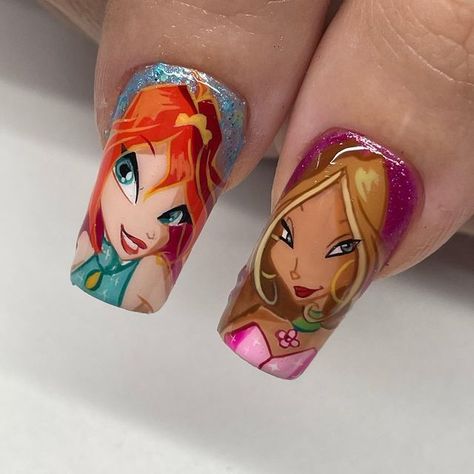 Club Nails, Cartoon Nail Designs, Character Nails, Nailart Ideas, Ideas Uñas, Cartoon Nails, Unghie Nail Art, La Nails, Anime Nails