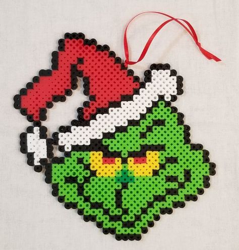 Grinch Pearl Beads, Perler Bead Patterns Grinch, Gingerbread Man Perler Beads, Grinch Fuse Beads, Perler Beads Grinch, Hulk Perler Bead Pattern, The Grinch Perler Beads, Grinch Perler Beads, Grinch Perler Bead Patterns