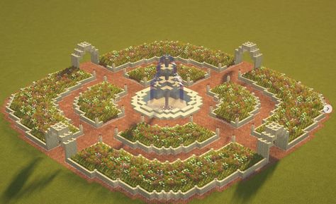 Minecraft garden design Garden Design Minecraft, Minecraft Garden Design, Throne Design, Legendary Armor, Minecraft Garden Ideas, Fairycore Garden, Minecraft Fountain, Minecraft Garden, Rumah Minecraft Sederhana