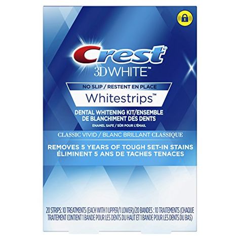 Crest 3D White Whitestrips Classic Vivid Kit, 20 Teeth Whitening Strips, 10 Treatments CREST Crest White Strips, Alcohol Free Mouthwash, Crest 3d White, Kids Toothpaste, Whitening Strips, Charcoal Toothpaste, Teeth Whitening Gel, Whiter Teeth, Teeth Whitening Strips