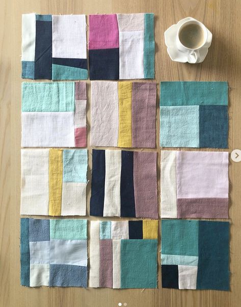 How To Patchwork Quilt, Contemporary Quilt Patterns, Recycled Quilts, Solid Fabric Quilts, Home Magic, Improv Quilt, Abstract Art Quilt, Colchas Quilting, Make Your Home Cozy