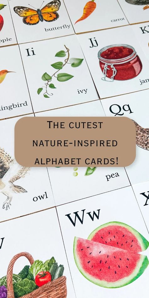 Nature Alphabet Cards Watercolor ABC Flashcards Birthday Gift for Kids Nature Inspired Homeschool Curriculum Letter Learning Cards for Kids - Etsy Nature Alphabet, Letter Learning, Abc Flashcards, Cards Watercolor, Learning Cards, Cards For Kids, Alphabet Cards, Alphabet Flashcards, Learning Letters