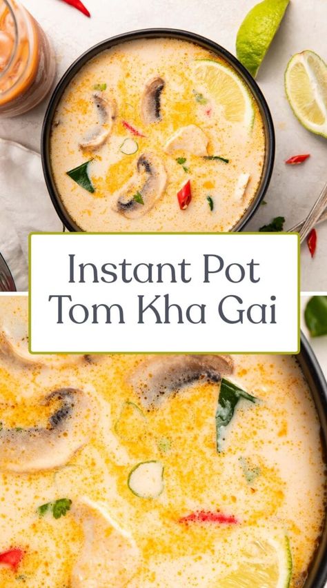 Low Gi Soup, Instant Pot Thai Soup, Thom Kha Soup, Tom Kha Soup Recipe, Tom Kha Gai Soup, Tom Kha Soup, Coconut Chicken Soup, Soup Thai, Thai Coconut Chicken Soup