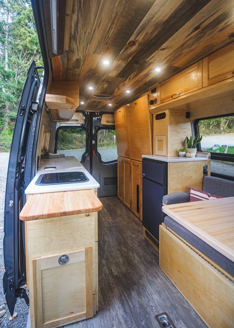 Freedom Vans "Half Dome" van build. More photos can be found on the project gallery of our website. #van #vanlife #freedomvans #sprintervan #sprinterconversion #convertedvan #convertedsprinter #murphybed #campervan #rvlife #rvliving #tinyhome #tinyhouse #tinyliving Kitchen Galley, Sprinter Conversion, Air Stream, Alternative Living, Sprinter Van Conversion, Van Conversion Interior, Van Camper, Huge Kitchen, Sprinter Camper