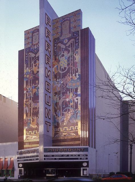 Art Deco Buildings Architecture, Theater Exterior, Art Deco Theater, Sweet California, Paramount Theater, Next Door Neighbor, Tall Buildings, Group Of Seven, Fun Memories