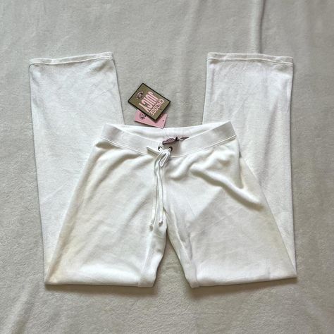 Juicy Couture Y2K deadstock white terrycloth low... - Depop Juicy Couture Sweatpants, White Juicy Couture Tracksuit, Vintage Juicy Couture Tracksuit, Juicy Sweatpants, Y2k Sweatpants, Juicy Couture Y2k, Juicy Couture Tracksuit, White Sweatpants, Wishlist 2024