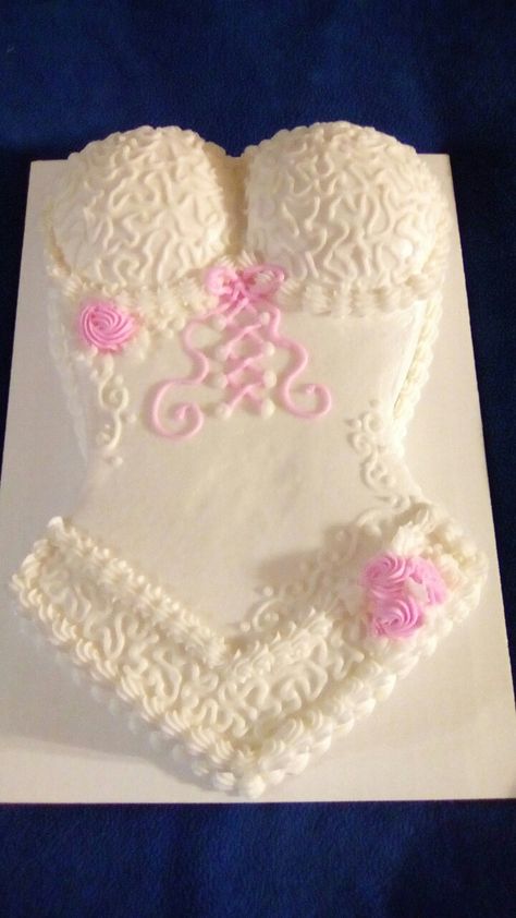 Lingerie shower cake Lingerie Shower Ideas, Lingerie Shower Cake, Lingerie Cake, Corset Cake, Bridal Shower Cakes, 50th Birthday Cake, Gingerbread Recipe, Lingerie Shower, Lingerie Party