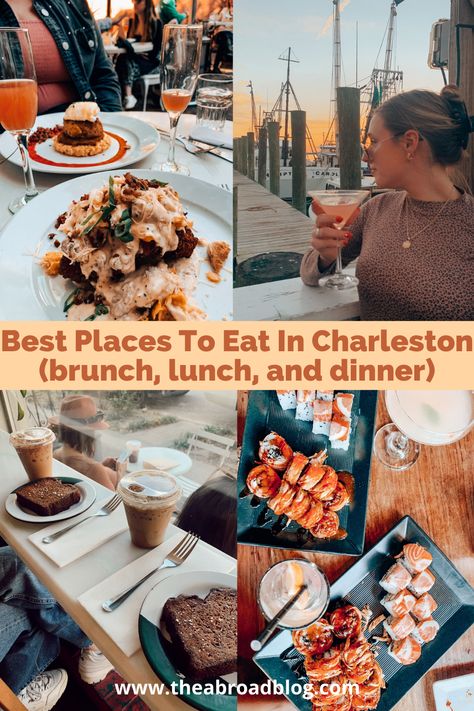 best places to eat in Charleston, SC pin Charleston Sc Food, Charleston Brunch, Charleston South Carolina Vacation, Charleston Sc Restaurants, Charleston Food, Charleston Travel Guide, Charleston Restaurants, Charleston Vacation, Lunch Places