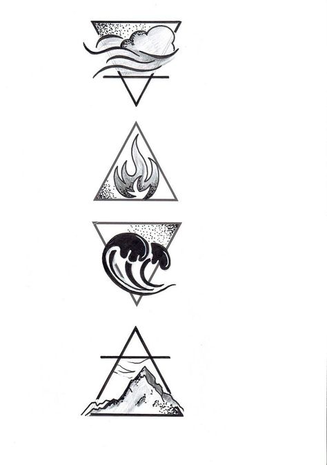 Four Elements Tattoo, Element Tattoo, Illusion Tattoos, Optical Illusion Tattoos, Magic Runes, Arte Doodle, Rune Tattoo, Elements Tattoo, Cool Tattoo