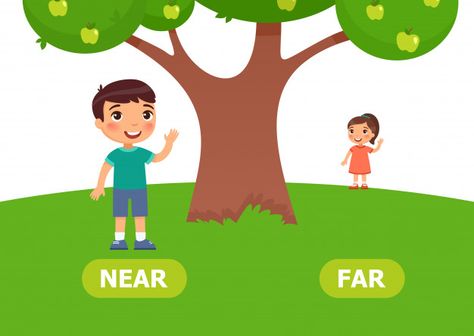 Near And Far Activities For Preschool, Near And Far Worksheets For Preschool, Opposites For Kids, Free Preschool Activities, Children Education, Free Preschool Worksheets, Learning English For Kids, German Language Learning, Bookmarks Kids