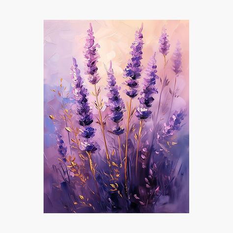 Get my art printed on awesome products. Support me at Redbubble #RBandME: https://www.redbubble.com/i/photographic-print/Lavender-Flowers-Oil-Painting-Portrait-by-dalia53/157510210.6Q0TX?asc=u Lavender Plant Painting, Lavender Acrylic Painting, Lavender Paint, Black Canvas Art, Art Deco Paintings, Hand Lettering Inspiration, Lettering Inspiration, Lavender Plant, Plant Painting