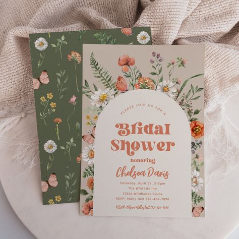 Wildflower Bridal Shower Invitation | Bridal Zazzle Bridal Shower Invitations, Garden Party Bridal Shower Invitations, Floral Bridal Brunch, Bridal Shower Summer Theme, Bridal Shower Mood Board, Cottage Core Bridal Shower Ideas, Bridal Shower Wildflower Theme, Hayes Bridal, Wildflower Bridal Shower Ideas