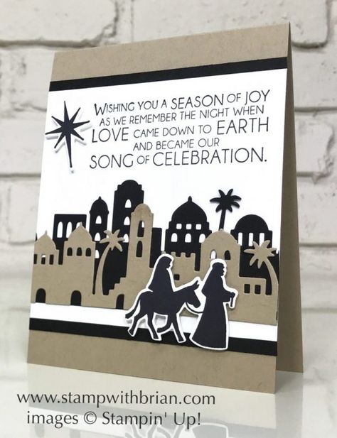 Night In Bethlehem, Nativity Christmas Cards, Winter Karten, Stampin Up Weihnachten, Christmas Cards 2017, Bethlehem Christmas, Religious Christmas Cards, Christmas Card Inspiration, Homemade Christmas Cards