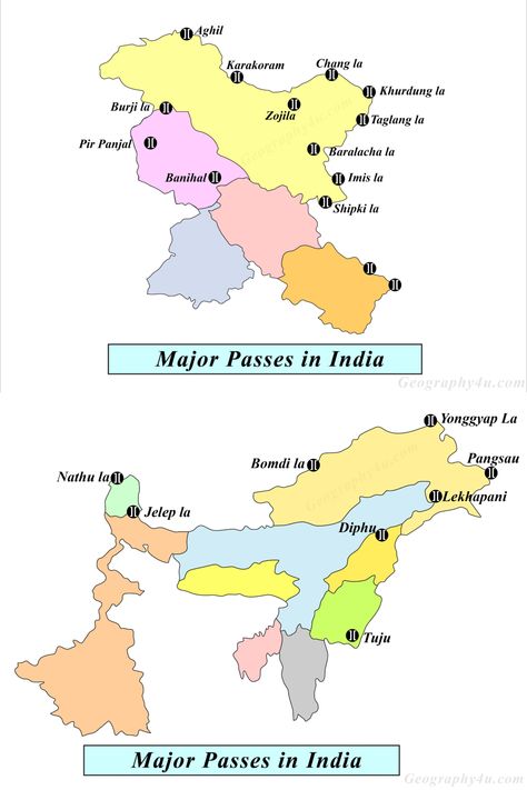 In this article, I have discussed the important passes in India with the help of maps and charts. From the exam perspective, this topic is very important for geography optional and General studies of UPSC and Bpsc in both prelims and mains. In previous years, many questions have been asked about the location and extension of these important passes in India. India Geography Maps, Geography Optional Upsc, Indian Geography Maps, Indian Geography Notes In Hindi, Geography Vocabulary, Indian Geography, India World Map, World Geography Map, Geography Facts