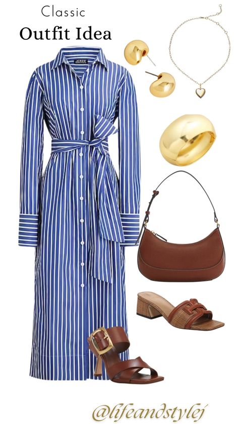 Shop Waylon Slide Sandal (Women) and other curated products on LTK, the easiest way to shop everything from your favorite creators. Style Striped Dress, Plaid Dress Outfit, Cotton Dress Outfit, Grandmother Style, 2025 Style, Blue Dress Outfits, Blue Cotton Dress, Shirt Dress Outfit, Over 60 Fashion