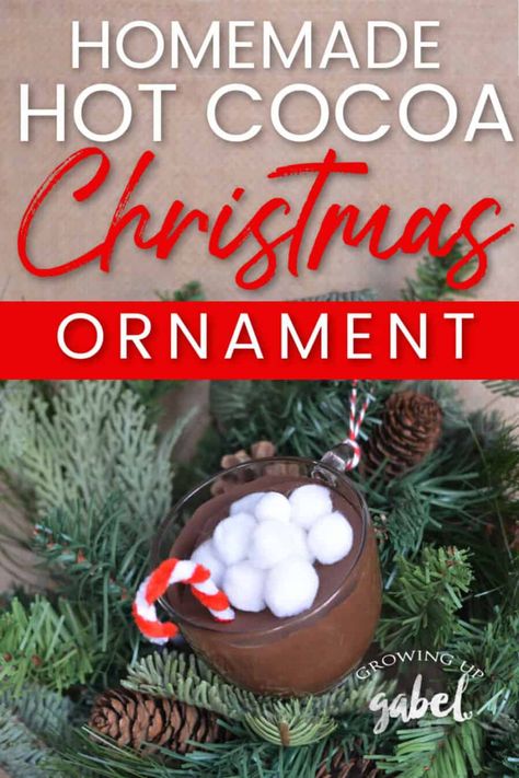 Easy and Cute Mug of Hot Cocoa Christmas Ornament Hot Cocoa Ornaments Diy, Hot Chocolate Ornaments Diy, Hot Cocoa Christmas Tree, Sculpey Jewelry, Ornament Homemade, Soviet Childhood, Hot Cocoa Ornaments, Hot Cacao, Mug Ornament