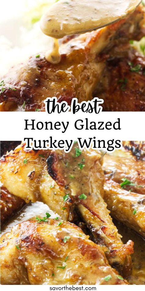 Honey Baked Turkey Copycat, Honey Wings Recipe Oven Baked, Air Fryer Turkey Wings, Crockpot Turkey Wings, Honey Glazed Turkey, Main Dishes For A Crowd, Honey Dijon Sauce, Honey Mustard Turkey, Turkey Wings Recipe