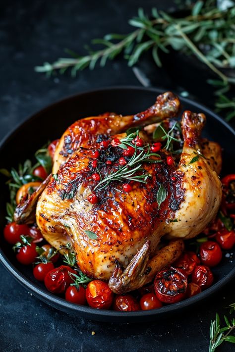 Roasted chicken garnished with rosemary and surrounded by cherry tomatoes. Rotisserie Chicken Recipes Healthy, Grilled Chicken Dishes, Chicken Leftovers, Greek Grilled Chicken, Rotisserie Chicken Recipe, Grilled Chicken Breast Recipes, Chicken Meals, Rotisserie Chicken Recipes, Grilled Veggies