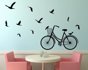 Cycle Painting On Wall, Baby Bam, Peace Drawing, Fly Bird, Painting On Wall, Cycle Painting, Bird Wall Decals, Diy Wall Painting, Wall Painting Decor