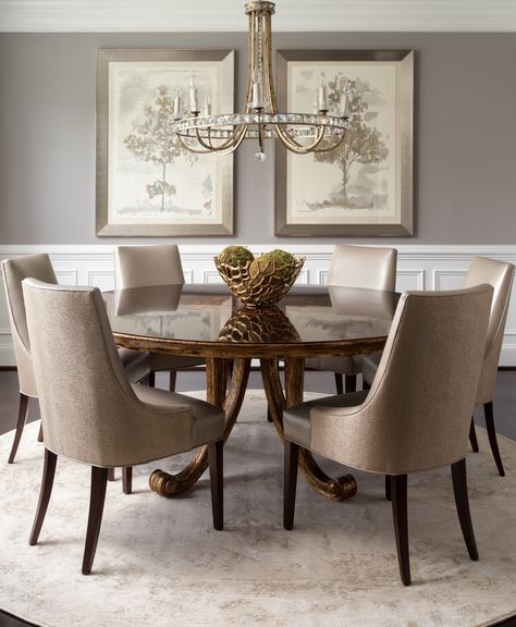 Big Dining Table, Large Round Dining Table, Transitional Dining Room, Classic Dining Room, Dining Room Style, Dining Room Ideas, Traditional Dining Room, Beautiful Dining Rooms, Formal Dining Tables