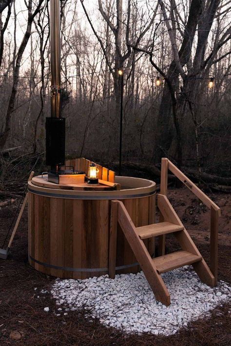 Wood Burning Hot Tub, Stock Tank Hot Tub, Outdoor Wood Burning Fireplace, Cedar Hot Tub, Portable Hot Tub, Diy Hot Tub, Coastal Colonial, Red Cedar Wood, Backyard Retreat