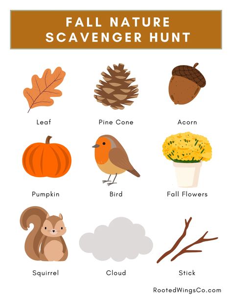 Fall Into Fun: A Kid's Fall Scavenger Hunt Adventure - Rooted Wings Co Fall Scavenger Hunt For Kids, Fall Scavenger Hunt, Fall Landscaping, Fall Activity, Outdoor Exploration, Scavenger Hunt For Kids, Engage Kids, Harvest Thanksgiving, Toddler Fall