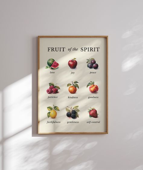 Fruits Of The Spirit, Love Joy Peace, Prayer Wall, Scripture Print, Scripture Wall Art, Fruit Of The Spirit, Biblical Art, Bible Verse Wall Art, Art Digital