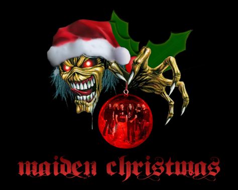 Have a Rockin' Christmas! - Gallery Heavy Metal Christmas, Iron Maiden Albums, Eddie The Head, Steve Harris, Christmas Horror, Iron Maiden Eddie, Creepy Christmas, Christmas Rock, Rock Metal