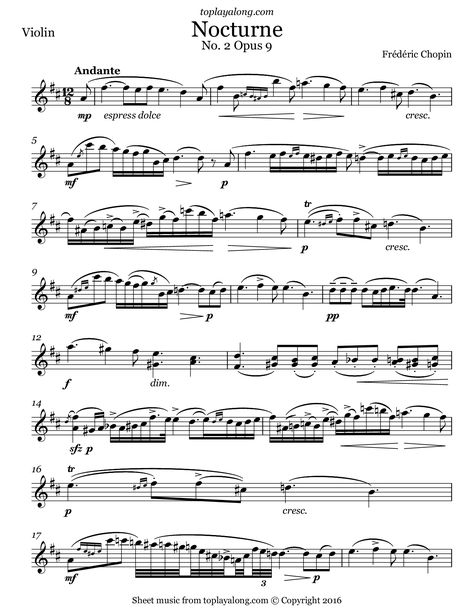 Nocturne No. 2 Op. 9 by Chopin. Free sheet music for violin. Visit toplayalong.com and get access to hundreds of scores for violin with backing tracks to playalong. Chopin Nocturne, Free Violin Sheet Music, Alto Saxophone Sheet Music, Sheet Music With Letters, Fiddle Music, Cello Sheet Music, Saxophone Sheet Music, Learn Violin, Violin Lessons